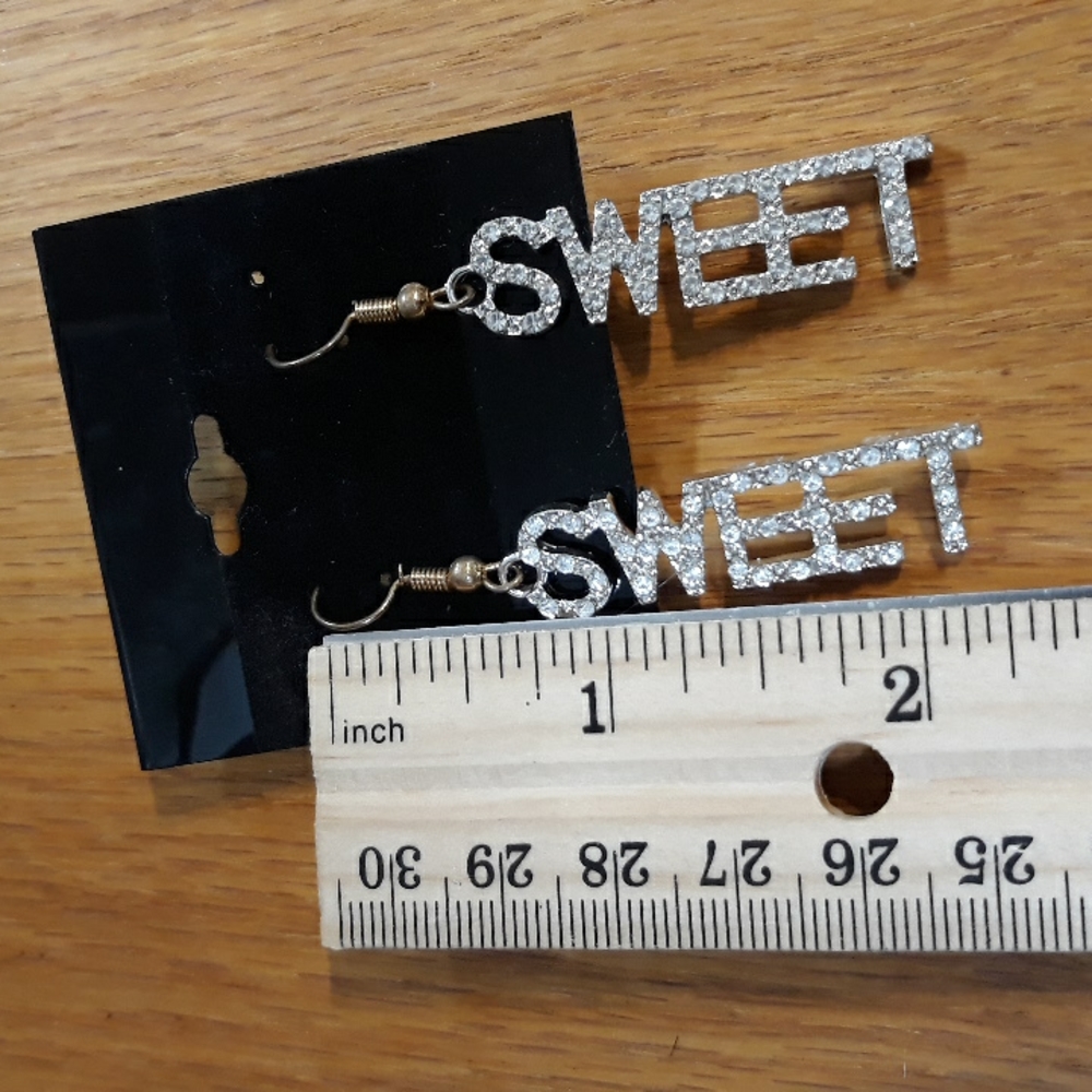 3 for $15 Silver Sweet Rhinestone Earrings - Picture 4 of 4